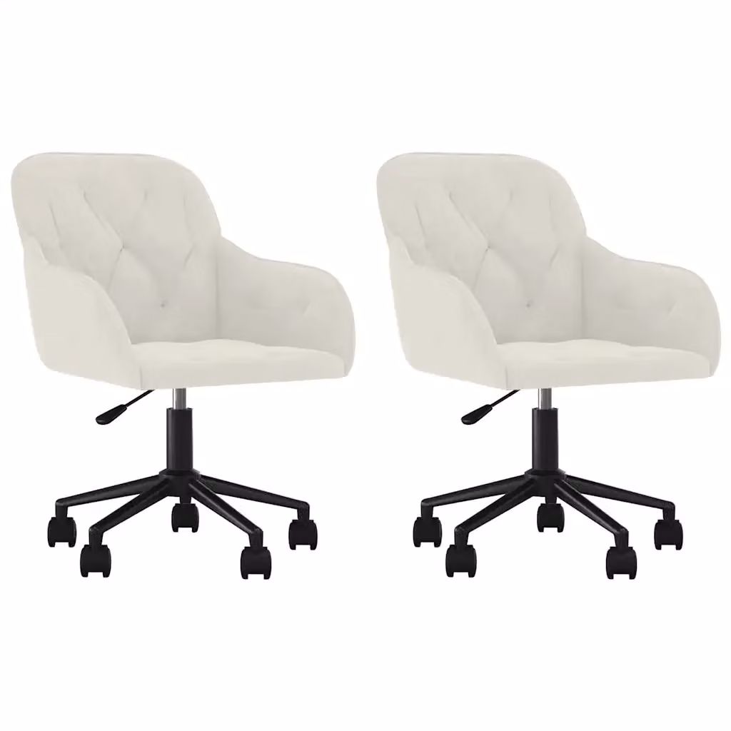 Set di 2 sedie da pranzo girevoli vidaXL in velluto beige con ruote – 2