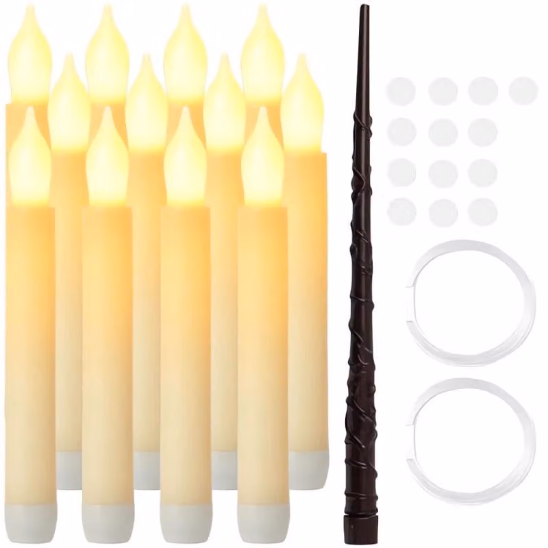 Ruhhy 26177 Candele galleggianti a LED con bacchetta magica, 12 pezzi, Halloween