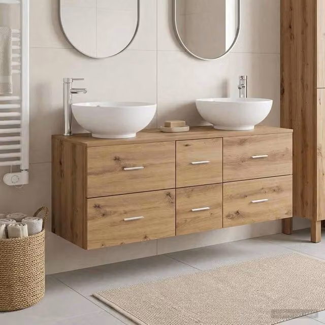 Set di mobili per il bagno 3 pz Rovere Artigianale 3405914