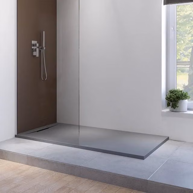 Piatto doccia 80x160 cm in marmoresina grigio effetto pietra |Paros