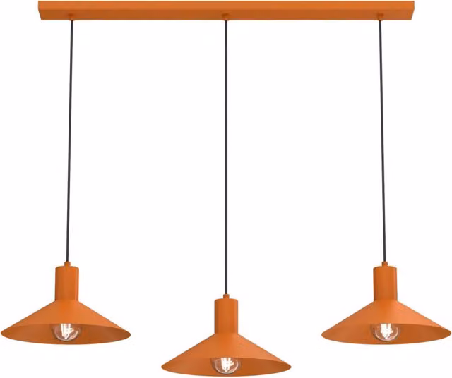 Lampada sospesa Nox Luminex in metallo arancione e nero con 3 lampadine E27 dimmerabile