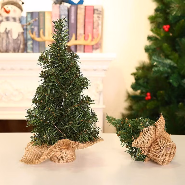 Set di 2 alberi di Natale artificiali, mini, da 20 cm e 30 cm