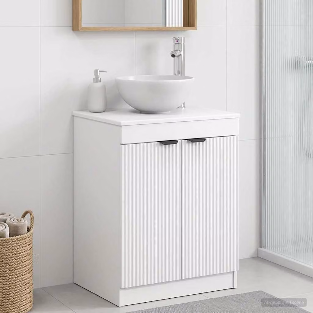 Mobile da bagno moderno vidaXL in MDF bianco con ante a battente e ripiani interni L/P/H: 54 x 41 x 70 cm