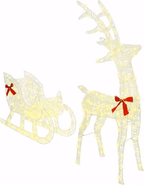 Slitta trainata da renna decorativa con LED Bianco caldo in acrilico L: 70 cm, P: 26 cm, H: 130 cm CFW5463388 – 1