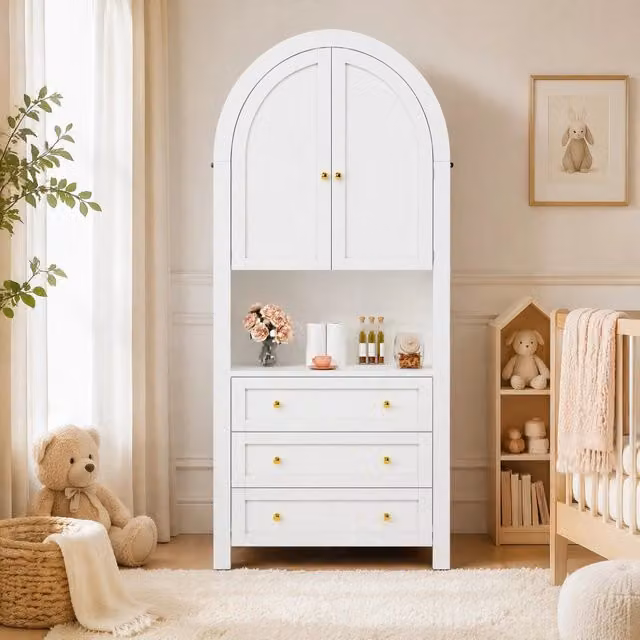 ARMADIO REDOM bianco con ante a battente e cassetti interni in MDF, H 180 x L 70 x P 35 cm