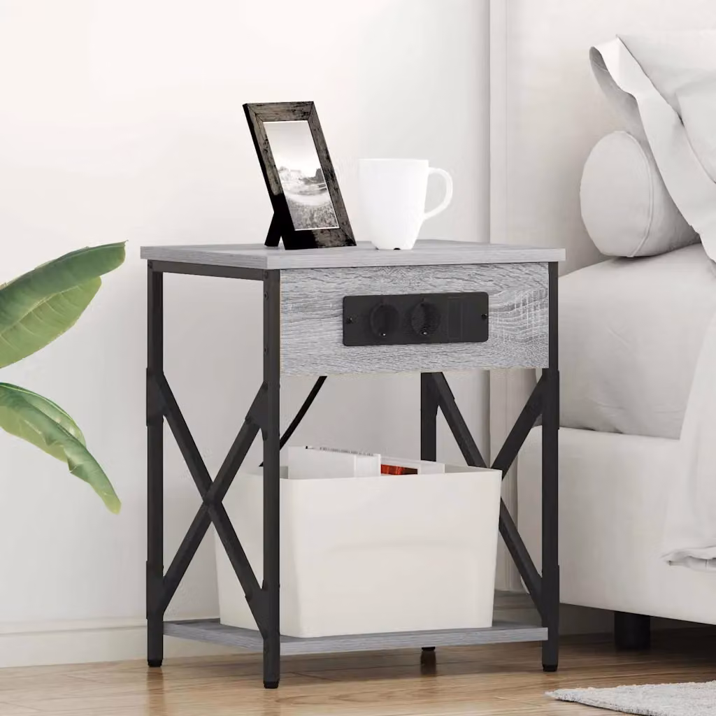 Set di 2 Armadi da Notte vidaXL Grigio Sonoma L/P/H: 41 x 31 x 51 cm