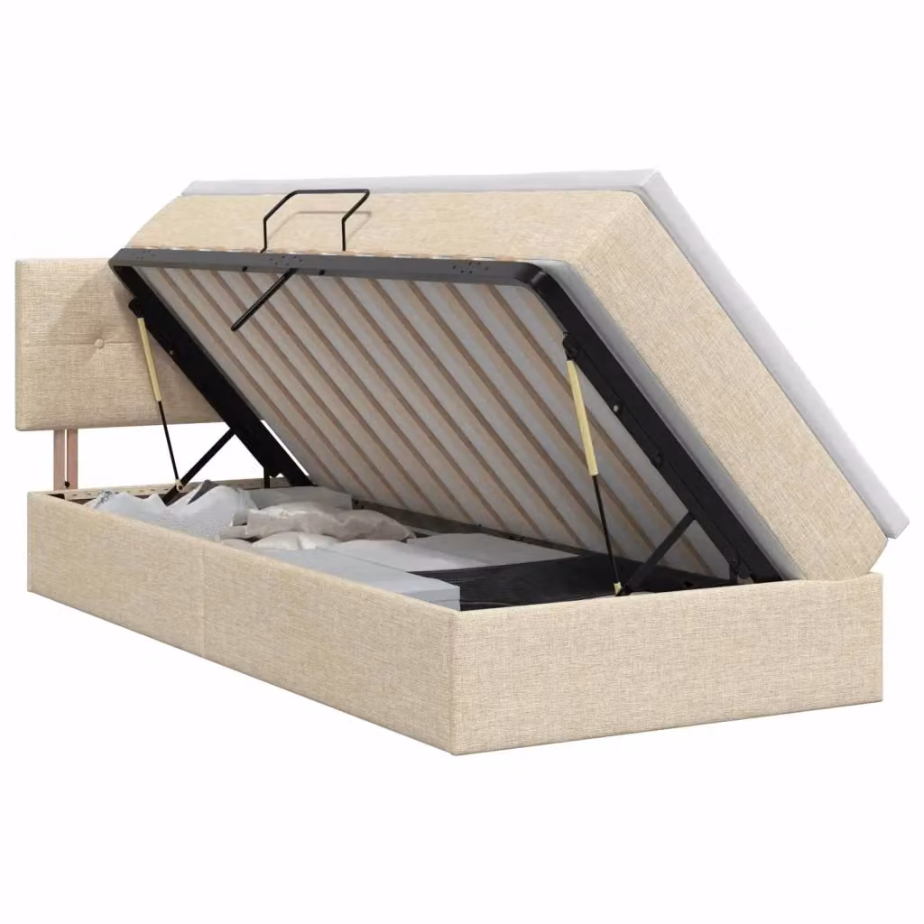 Letto con contenitore e materasso vidaXL in velluto beige L/P/H: 90 x 200 x 45 cm – 2