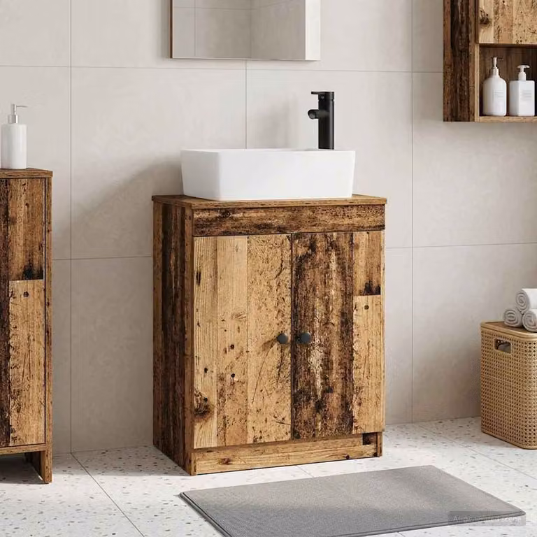 Mobile da bagno con lavabo vidaXL in legno antico e metallo, colore marrone, L/P/H: 54 x 35 x 83 cm