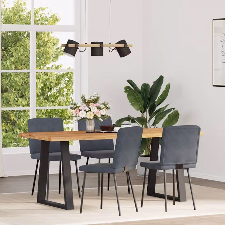 Sedie da Pranzo 4 pz Grigio Scuro in Velluto