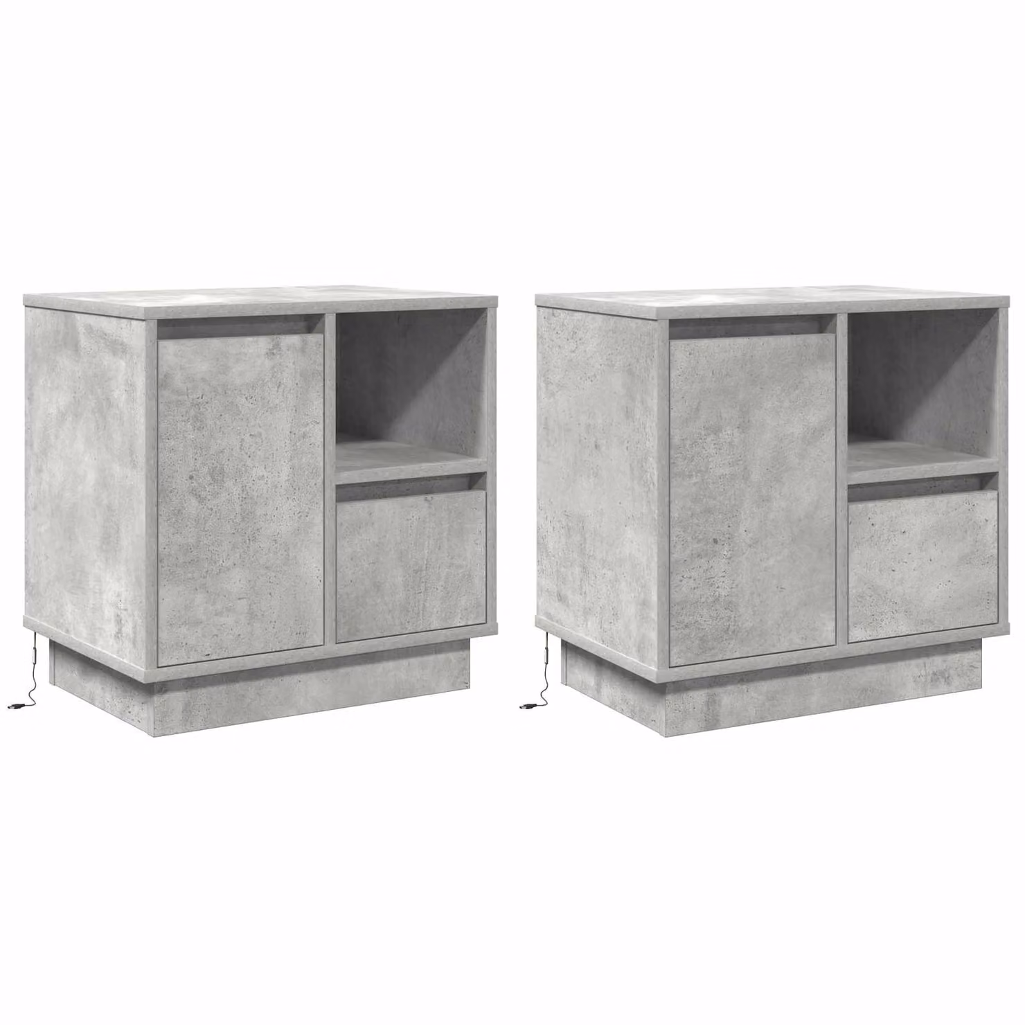 Set di 2 Armadi da Notte Moderni vidaXL in MDF Grigio Opaco L 50 cm x P 34,5 cm x H 50 cm con Illuminazione Integrata