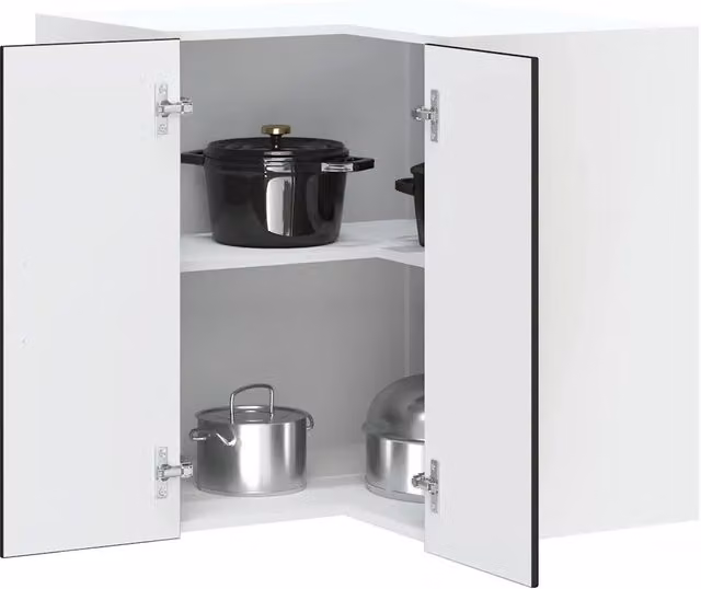 Pensile da cucina ad angolo Design Mania nero e bianco in MDF con ante a battente e ripiani interni