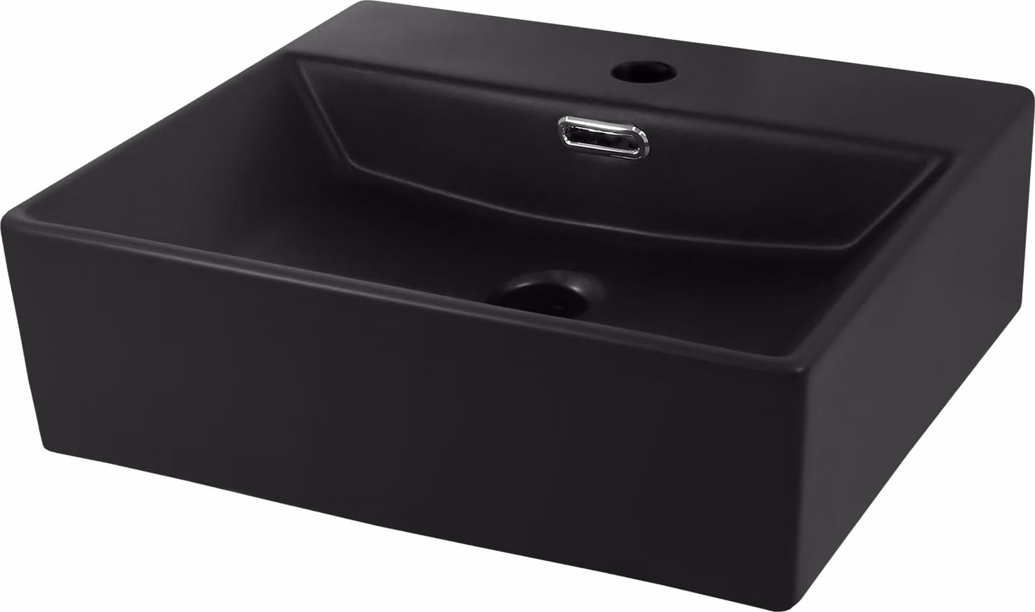 LuxeBath Lavabo da appoggio Square, 41,5x36x13 cm, nero opaco, in Vetroceramica