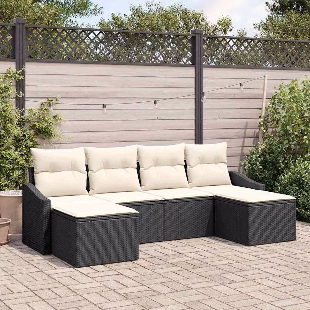Maison Exclusive - Set di divani da esterno, 6 pezzi, colore nero [Materiale sintetico]: rattan sintetico