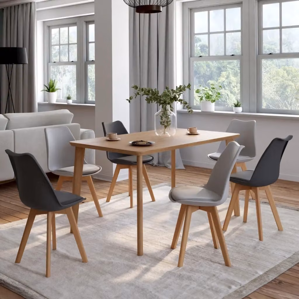 Set di 6 sedie scandinave SARA IDMarket in plastica e legno, mix di colori grigio scuro e grigio chiaro – 2