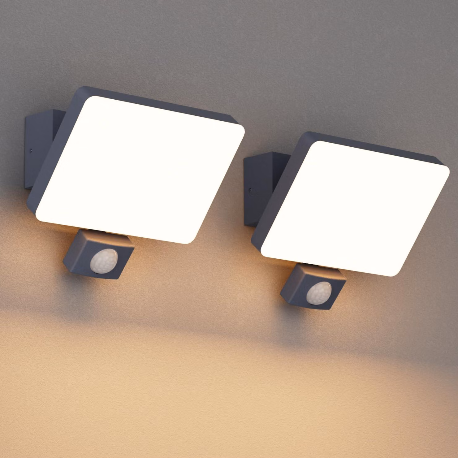 Confezione da 2 luci da esterno da 24W con sensore di movimento, grado di protezione IP65, colore antracite