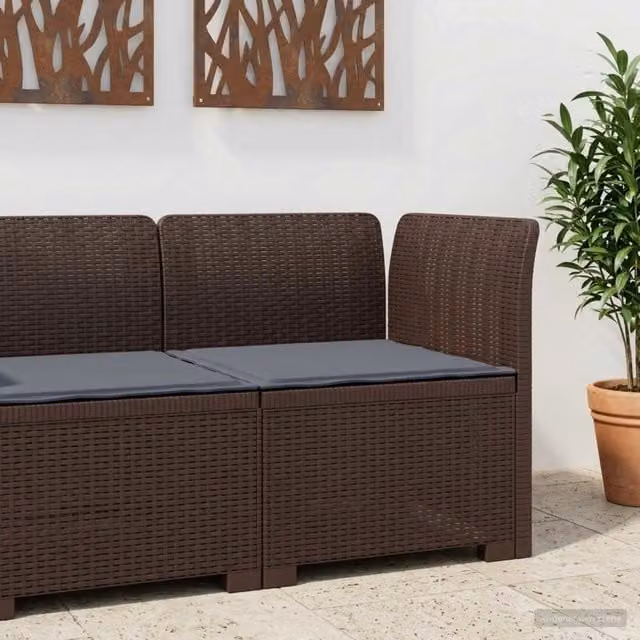 Divano da giardino a 1 posto con cuscino in rattan effetto moderno, colore marrone e grigio, ideale per esterno, balcone o terrazzo – 1