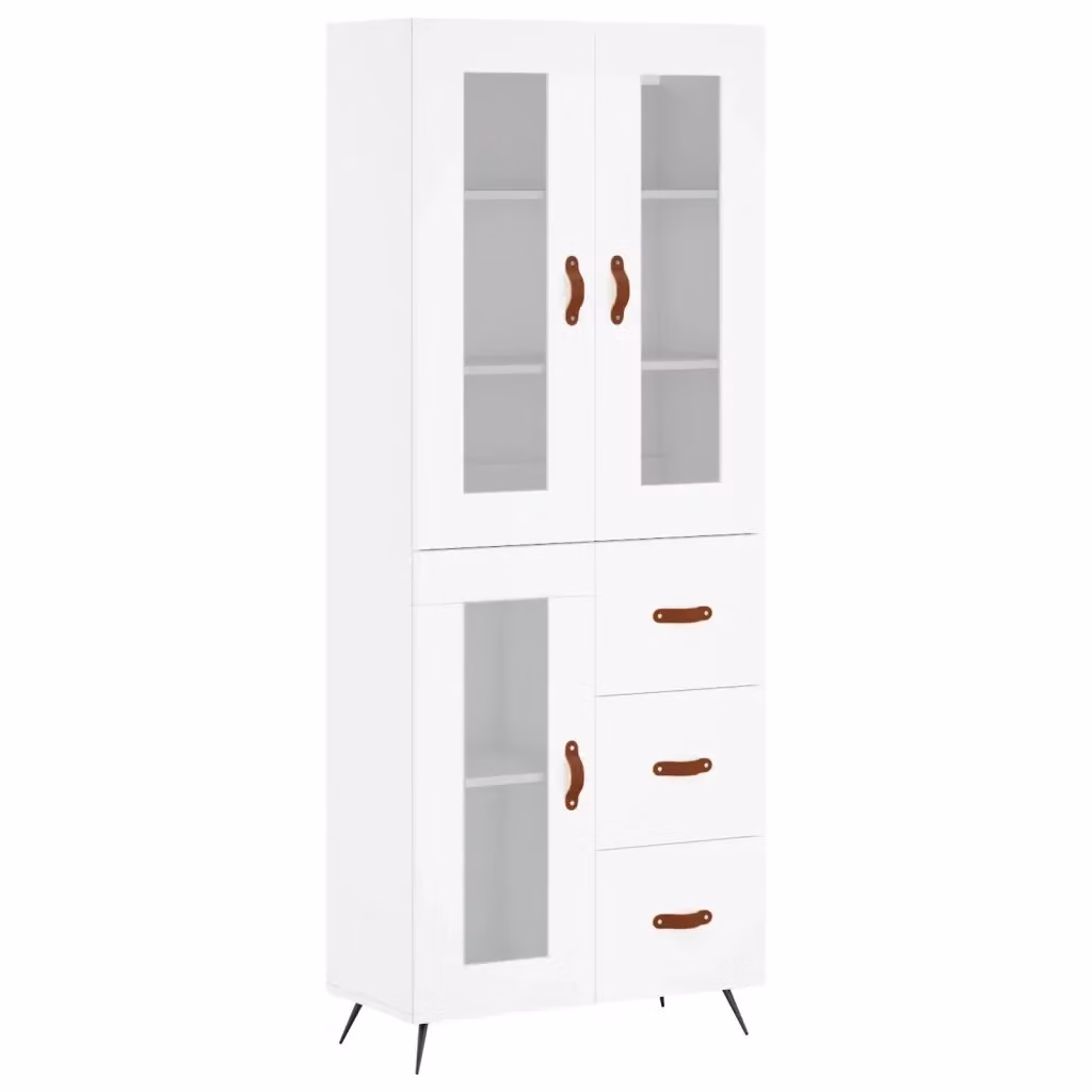 Credenza moderna bianca vidaXL a parete L: 69,5 cm, P: 34 cm, H: 180 cm – 2