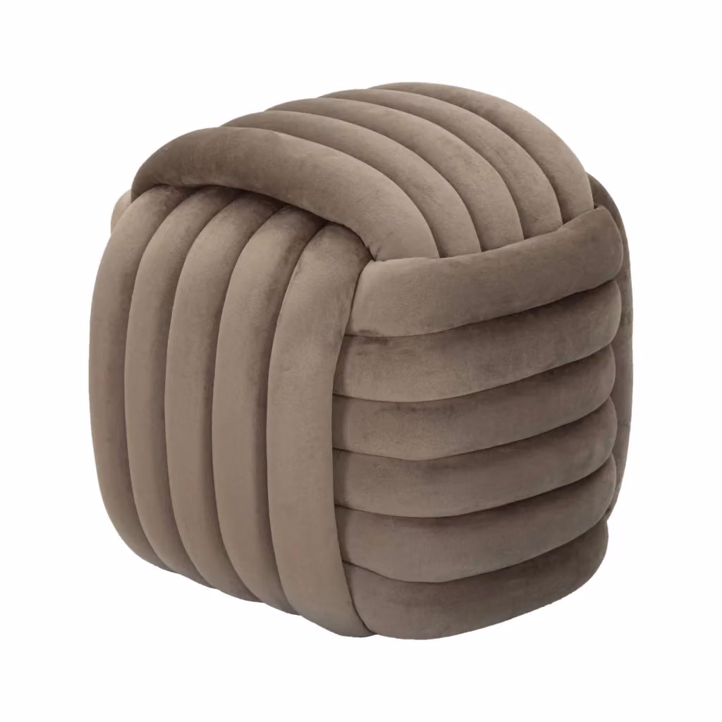 Pouf Bozzente DMORA Grigio in Velluto, Poltrona Multiuso e Poggiapiedi, L/P/H: 45 x 45 x 45 cm – 2