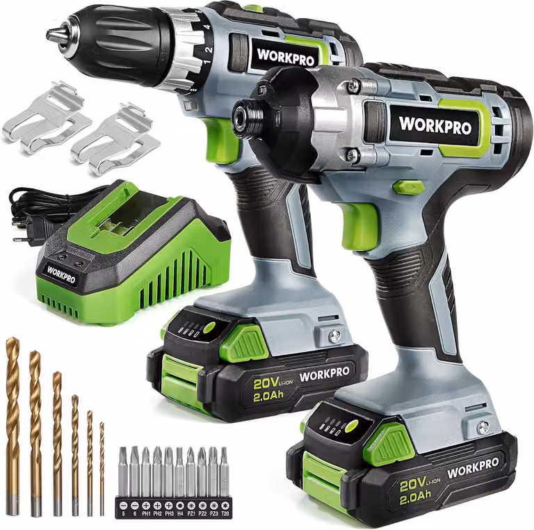 Set di viti senza fili - Trapano avvitatore a batteria - Chiave a percussione a batteria - Avvitatore a batteria - Set per lavori di bricolage