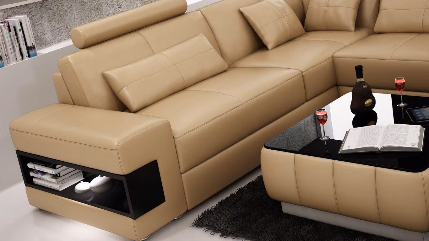 Ecksofa L-Form Sofa Couch Polster Ecksofas Wohnlandschaft Ledersofa Möbel Leder