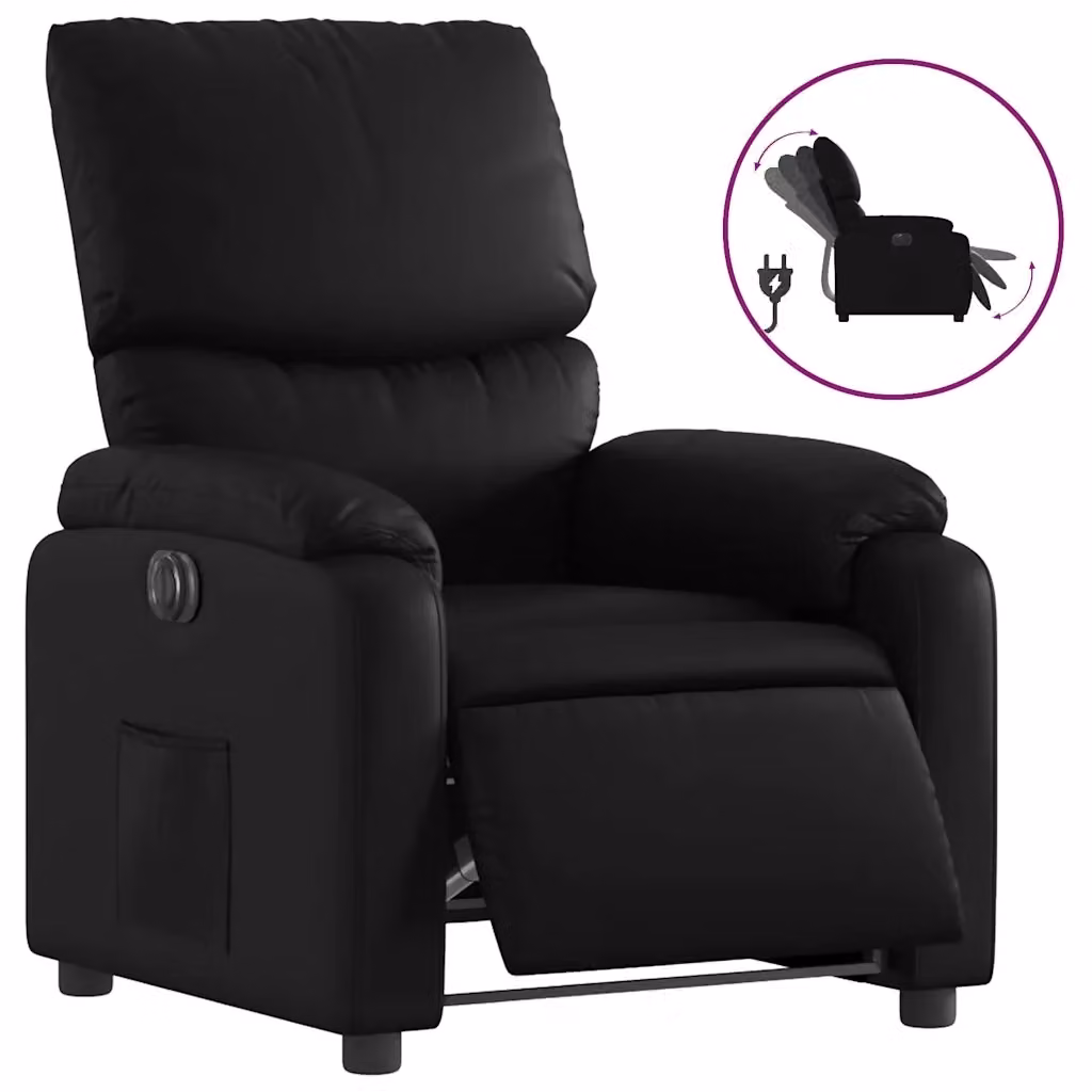 vidaXL Poltrona Reclinabile Elettrica Nera in Similpelle con Braccioli – 2