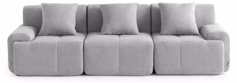 DIVANO MODULARE MILYSOFA SOFAMOUS, modello a 3 posti, dal design lineare, rivestito in tessuto di chenille color grigio minerale