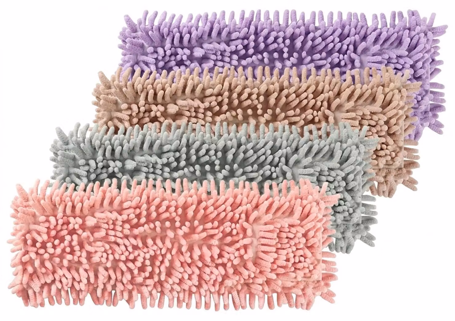 Coperture per mocio in microfibra, 4 pezzi, tipo "chenille", dimensioni 40 x 10 cm, colorate