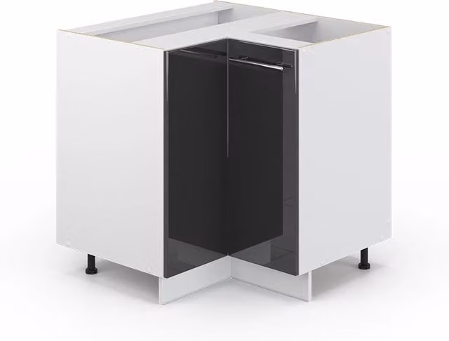 Mobile ad angolo cucina Fame-Line Antracite lucido/Bianco 80.5 cm senza piano di lavoro Vicco