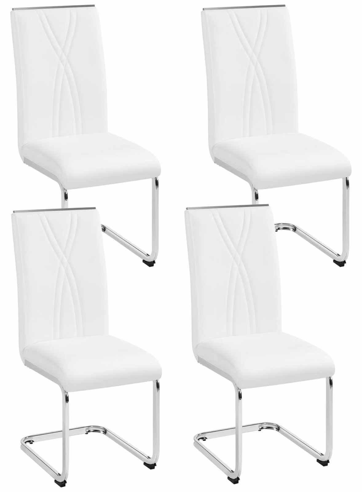 Sedia da sala da pranzo - Set di 4 - Bianco - Portata 136 kg - Sala da pranzo e cucina