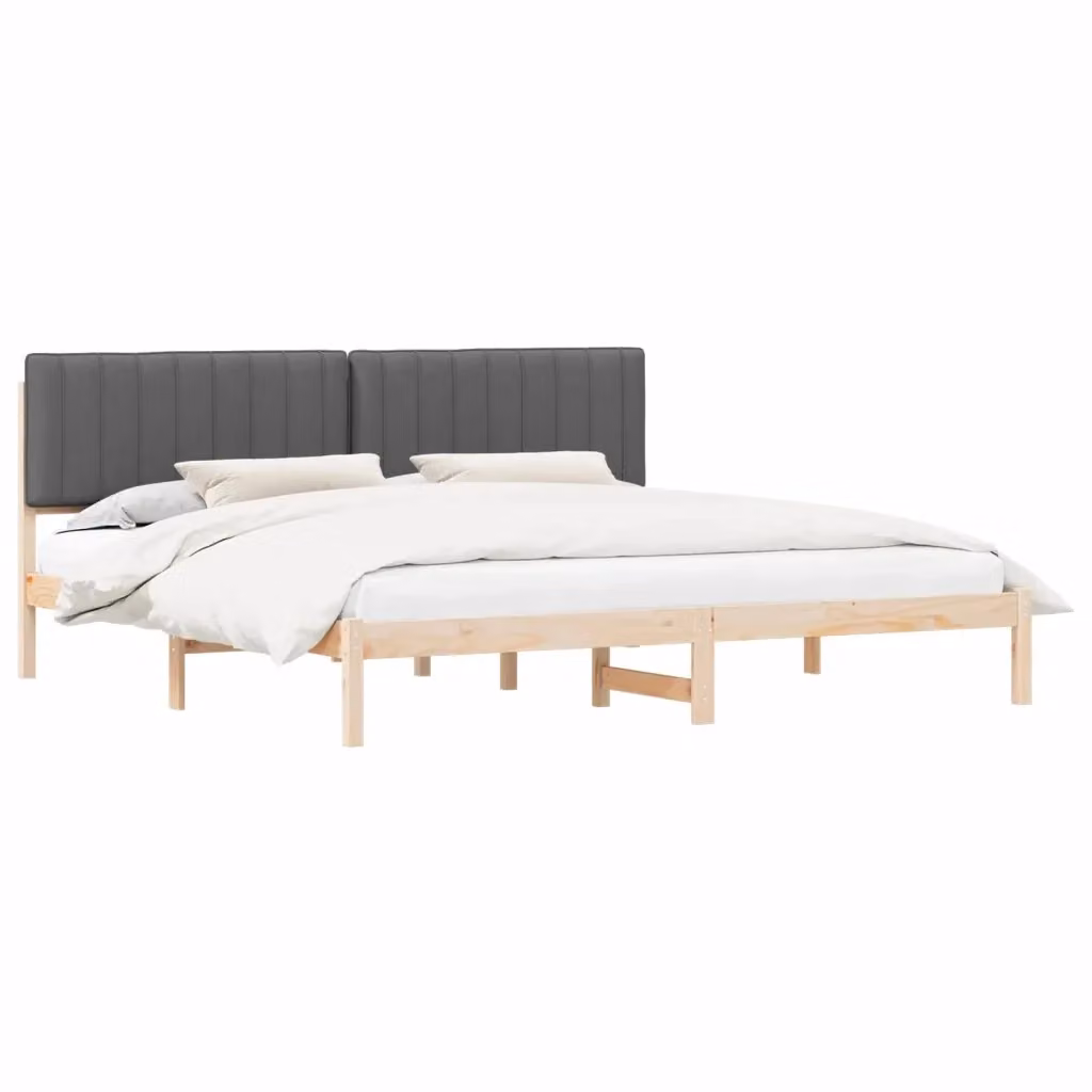 Letto con testiera rivestita vidaXL in legno di pino e tessuto grigio 200 x 200 cm – 2