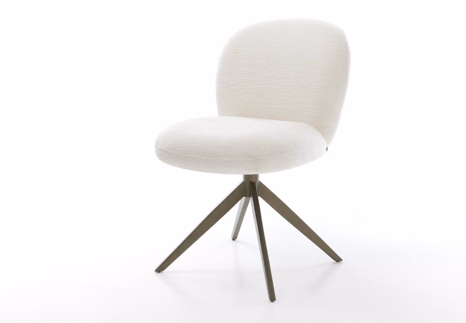 DELIFE sedia girevole Nube-Flex Bouclé Soft Beige struttura trasversale finitura effetto largo titanio funzione dondolo girevole a 360° anima a molle tascabili