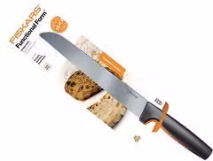Coltello da pane Fiskars Functional Form in acciaio inox, nero, arancio e argento, lama 23 cm