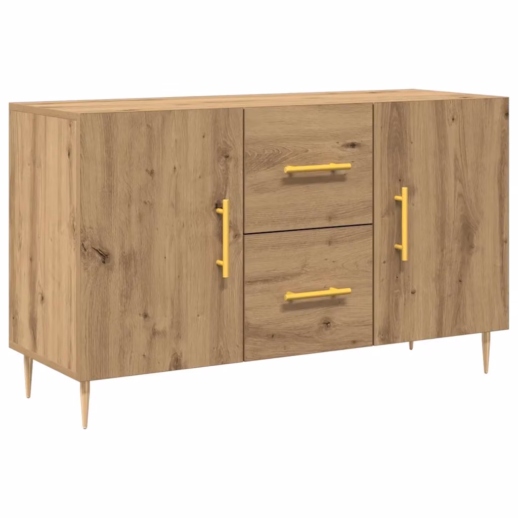Credenza moderna vidaXL in legno e metallo color rovere marrone L: 100 cm, P: 36 cm, H: 60 cm – 2