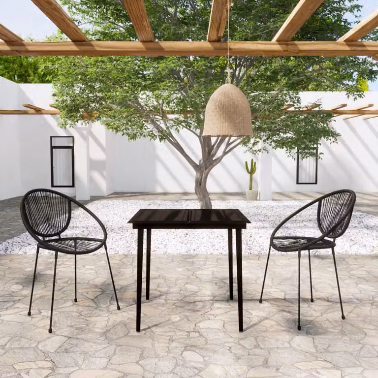 Maison Exclusive - Set da pranzo da giardino 3 pezzi nero