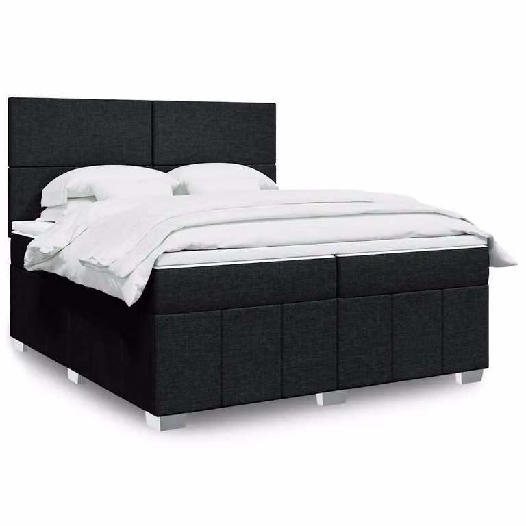 Letto Ibrido vidaXL con Materasso a Molle Insacchettate e Illuminazione Sotto il Letto, Nero e Bianco, L/P: 200 x 200 cm