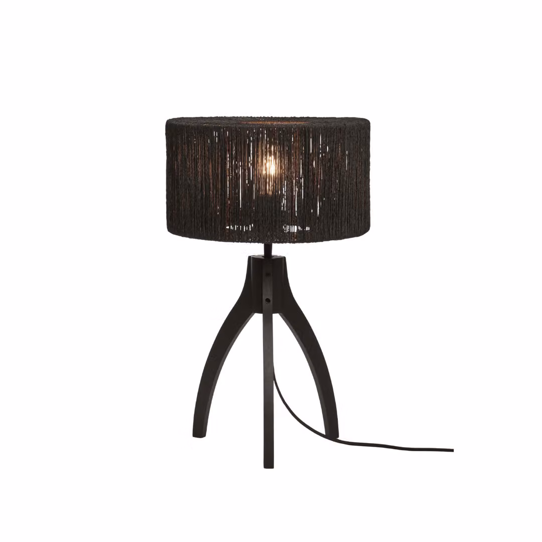 GOOD&MOJO - Lampada da tavolo Iguazu - Juta/Bambù Nero - Ø30x41cm Lampada da tavolo - Lampada da comodino, soggiorno, camera da letto