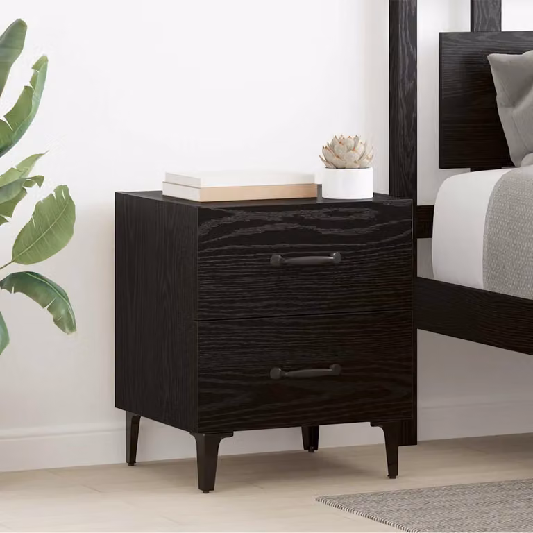 Armadietto per letto vidaXL in stile rustico, colore Rovere Nero, L: 40 cm, P: 35 cm, H: 47,5 cm