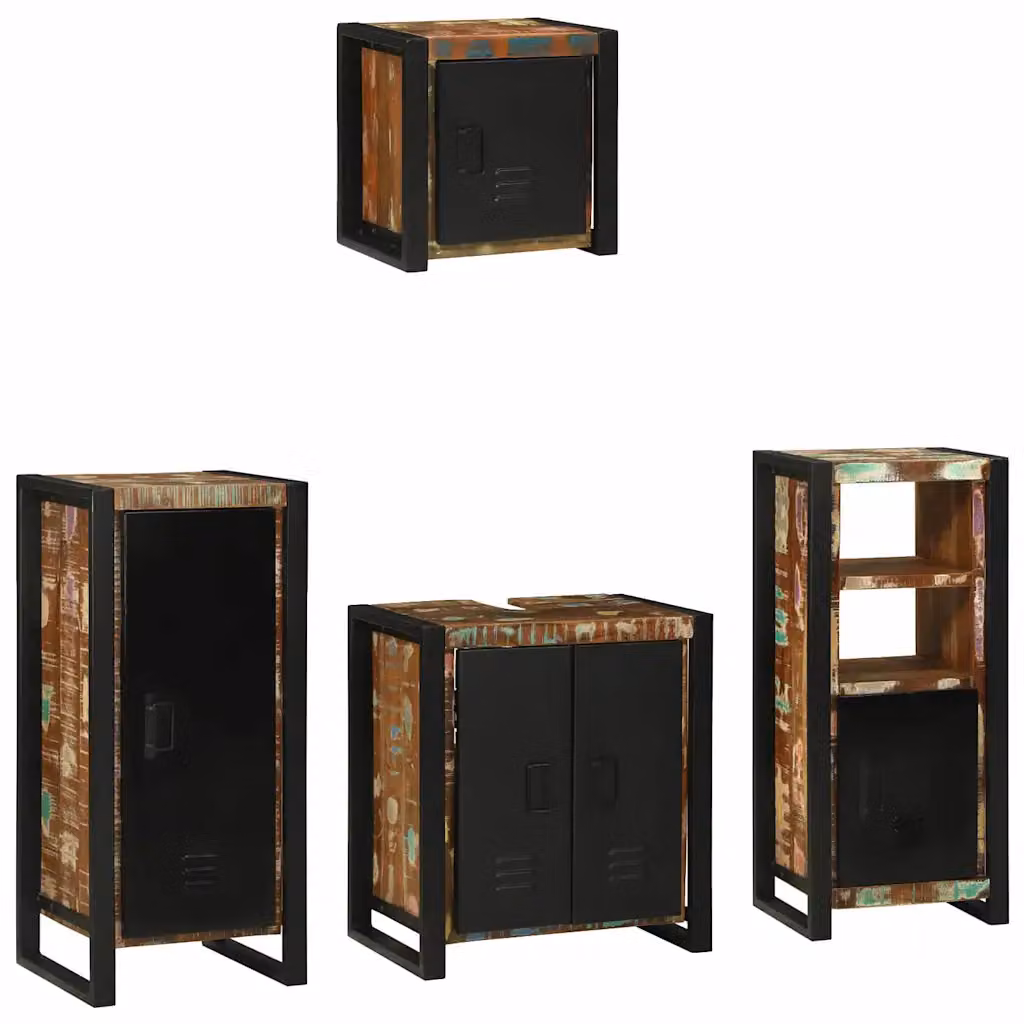 vidaXL Mobile Armadio da Bagno Moderno in Legno e Metallo Multicolore e Nero