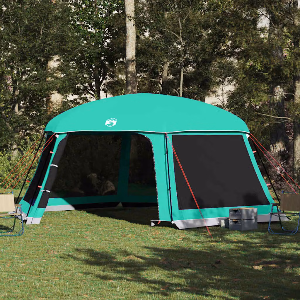 Tenda da piscina con patta rimovibile e pareti in rete vidaXL, colore verde e turchese, L: 618 cm x P: 532 cm