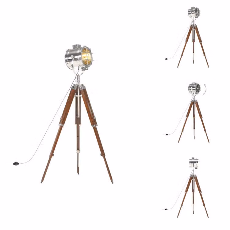 vidaXL Lampada da terra treppiede in legno massiccio di mango 165 cm - Lampade