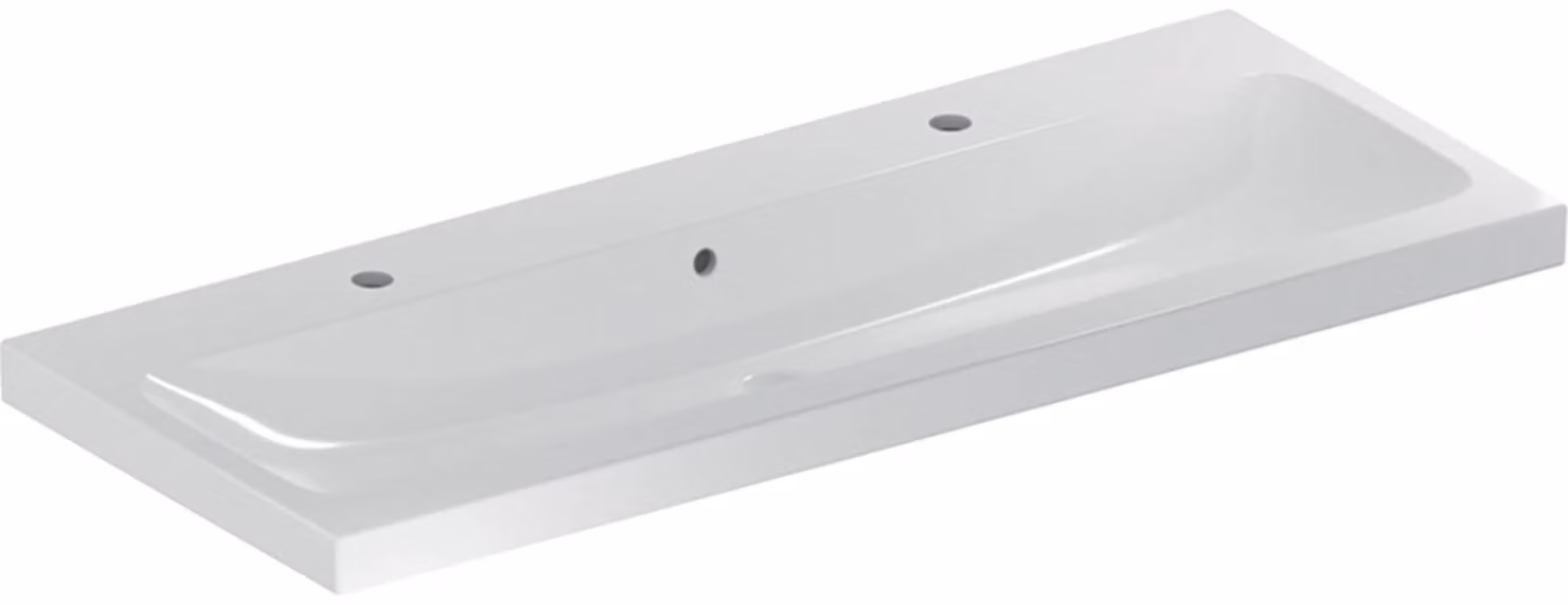 Geberit iCon Light lavabo, 120 cm x 48 cm, avec 2 trous pour robinets, avec trop-plein,501837, 501.837.00.1, 501.837.00.1
