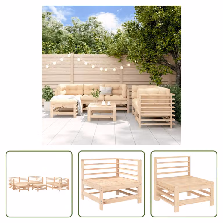 The Living Store Set da giardino in pino massiccio da 7 pezzi