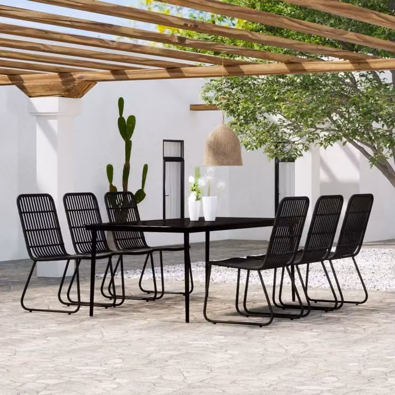 The Living Store Set da pranzo da giardino 7 pezzi nero