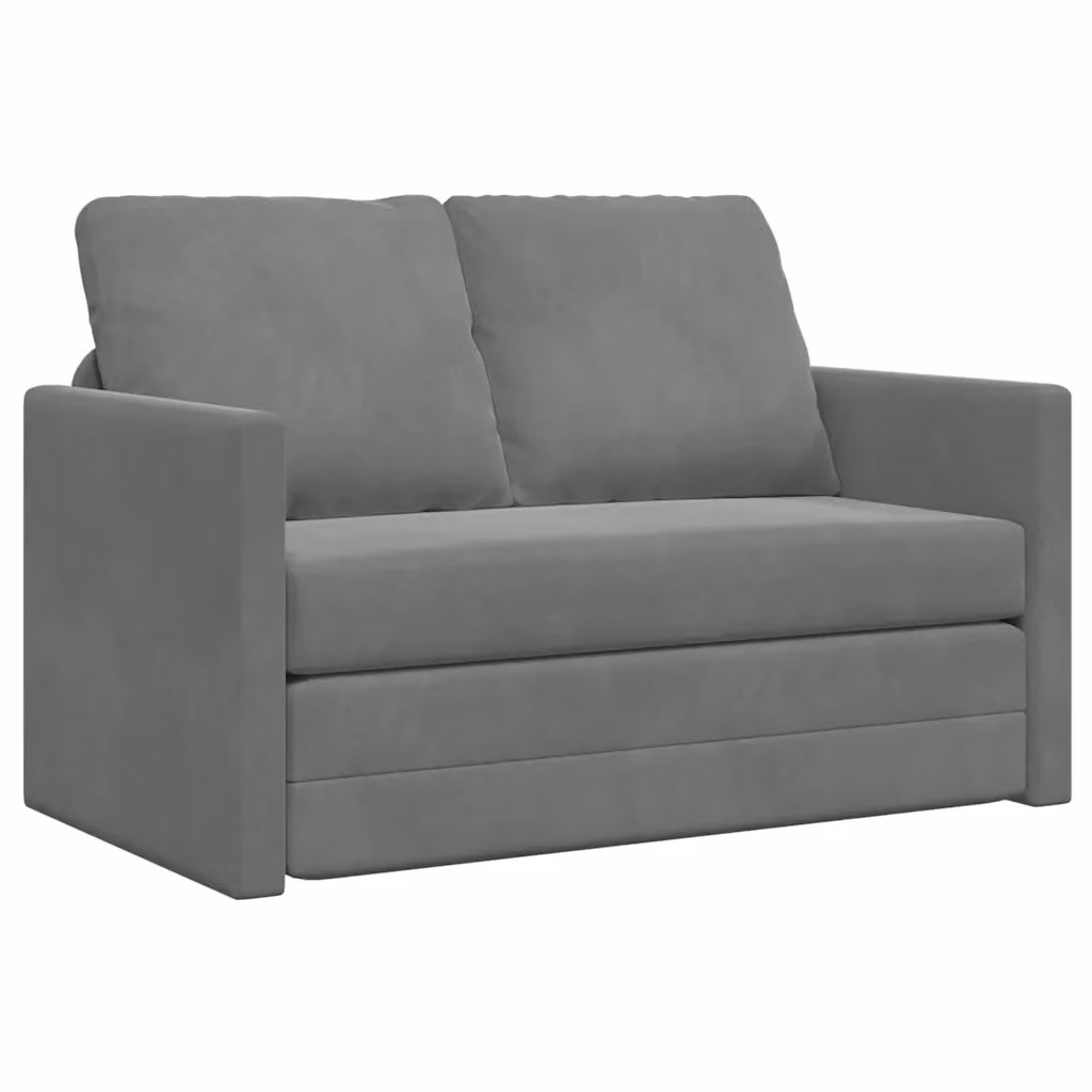 Divano Letto 2 in 1 vidaXL in Velluto Grigio con Funzione Letto e Cuscini Inclusi L: 122 cm, P: 204 cm, H: 55 cm – 2