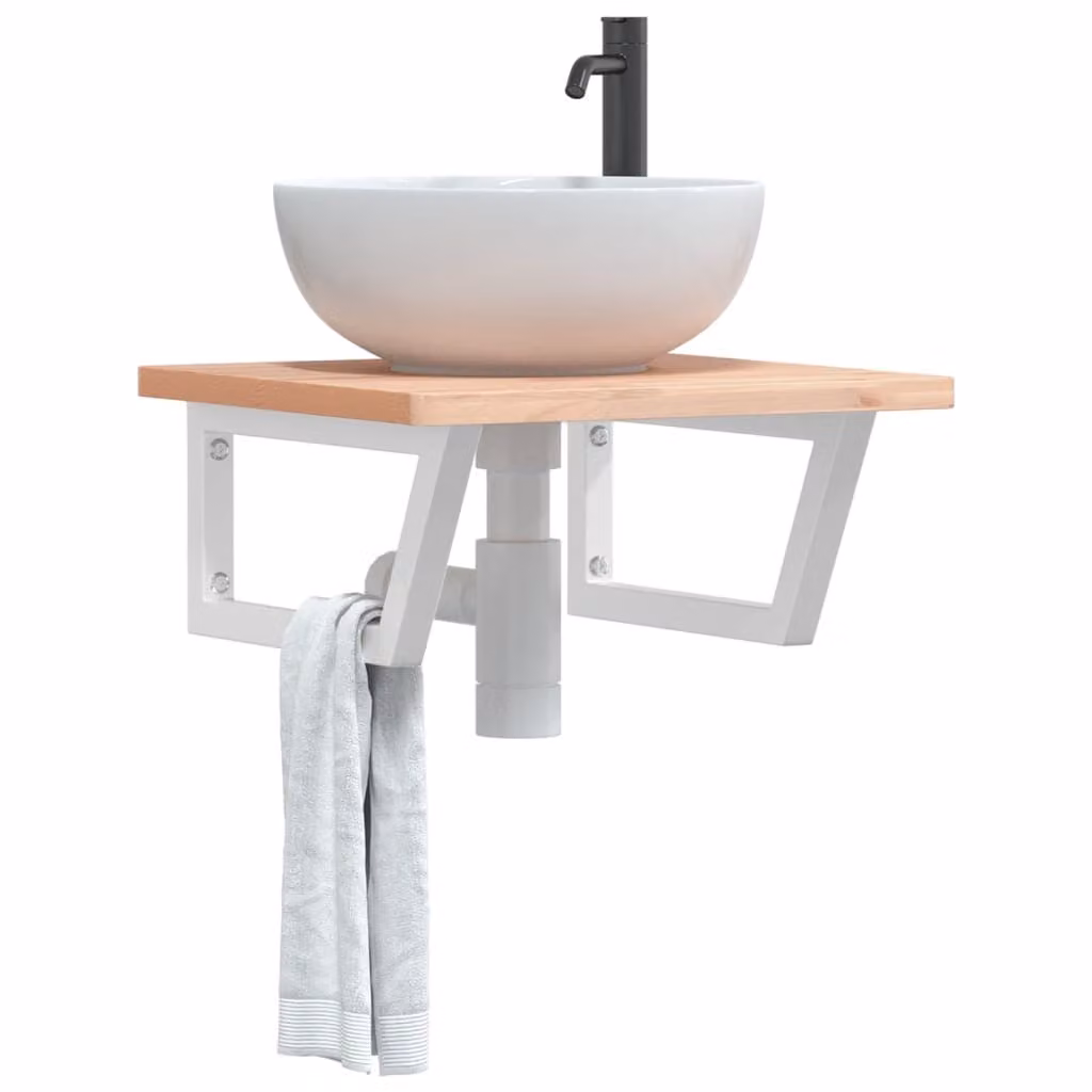 Set di 2 mensole per lavabo vidaXL bianche in acciaio inossidabile da appendere al muro L 45 x P 20 x H 45 cm
