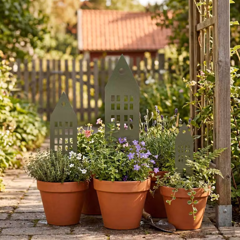 Set di 3 pali da giardino vidaXL in metallo verde, L: 41 cm, P: 10 cm, Spessore: 0,08 cm