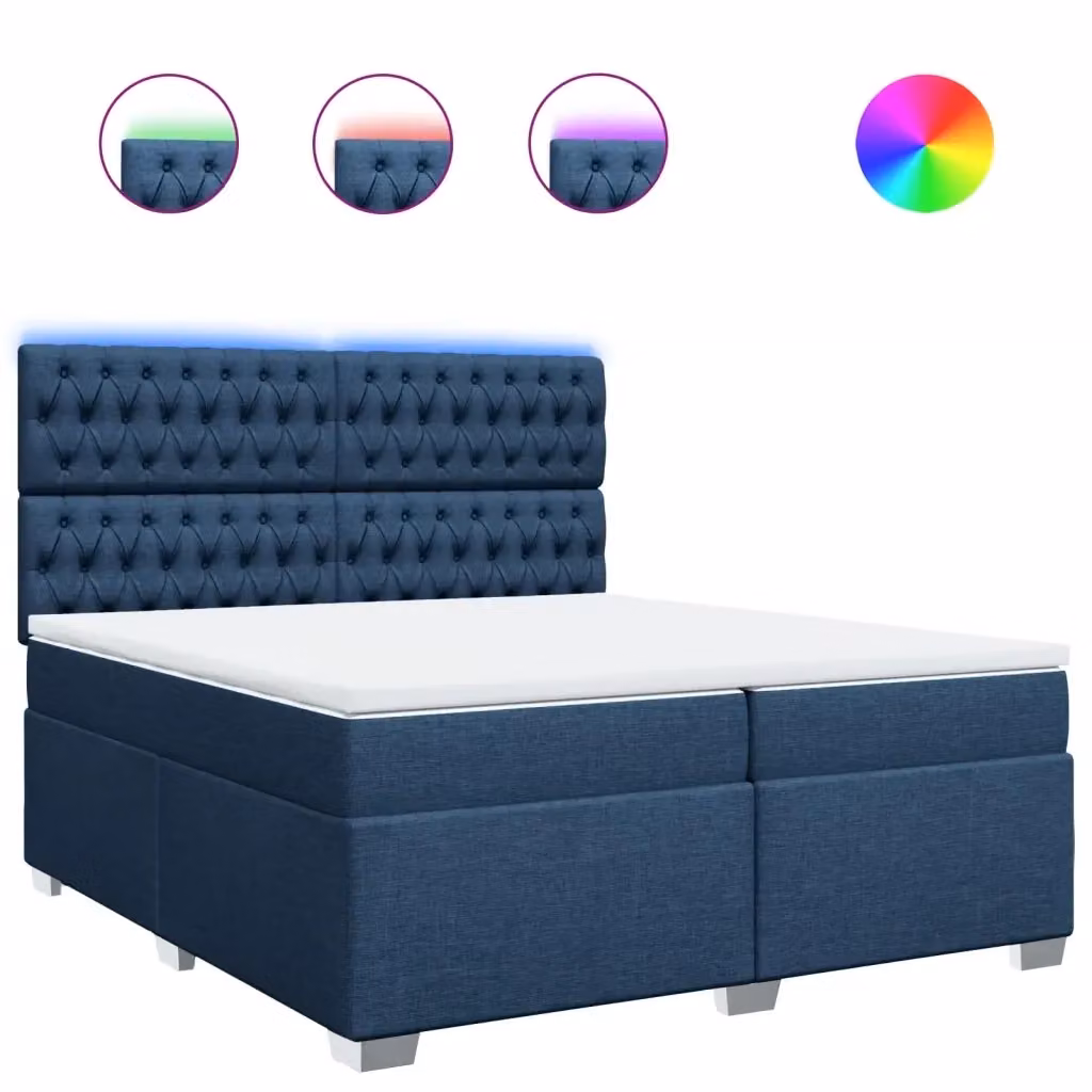 vidaXL Letto Ibrido con Materasso a Molle Insacchettate Blu e Bianco, L/P/H: 200 x 200 x 150,5 cm – 2