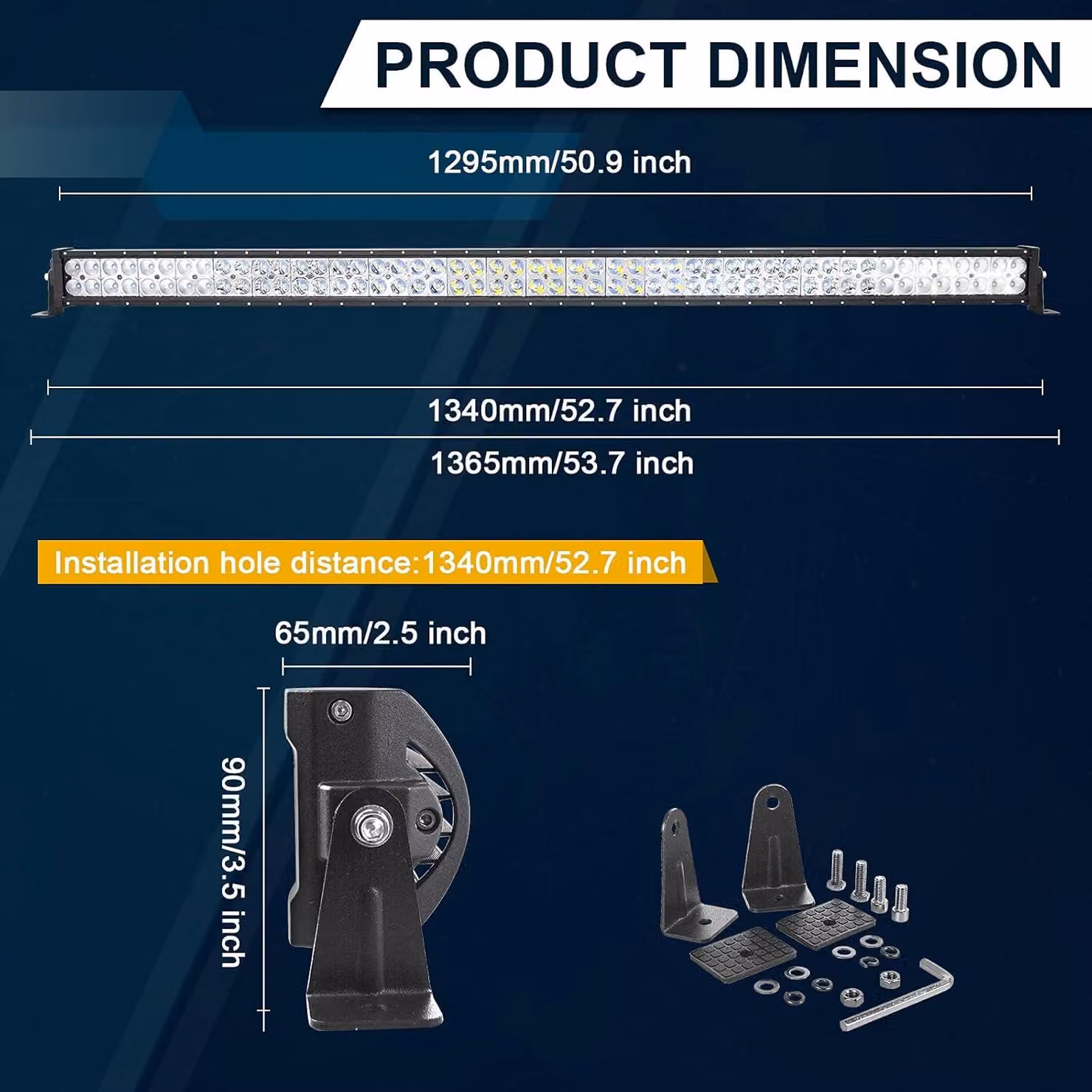 Barra luminosa a LED - Faretto di guida - Faro supplementare - Illuminazione da lavoro - Illuminazione per fuoristrada - 132 cm / 52 pollici
