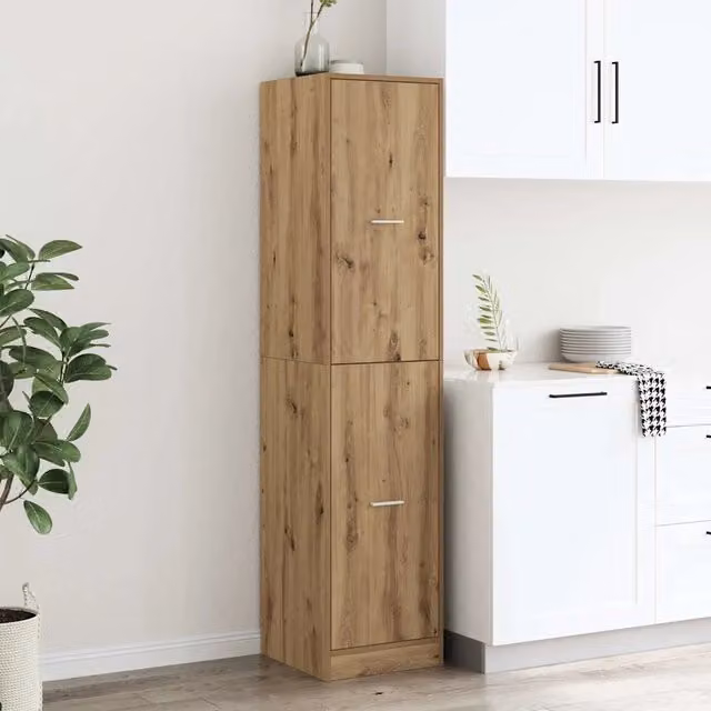 Armadietto da parete vidaXL in legno rovere marrone con ripiani e cassetti L/P/H: 40 x 41 x 174,5 cm