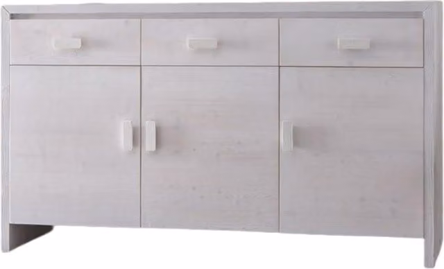 Madia credenza shabby chic con 3 ante in legno massello di abete bianco Mobili 2G L: 178 cm, P: 55 cm, H: 105 cm – 1